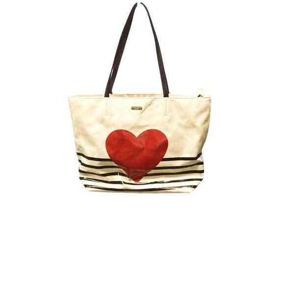 Kate Spade New York Yours Truly Heart Stripe Hallie Tote Women's EUC - Picture 1 of 5